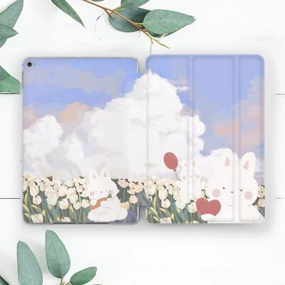 Cute Rabbits Balloons Flowers Case For iPad 10.2 Pro 12.9 11 9.7 Air 4 5 Mini - Image 1 of 4