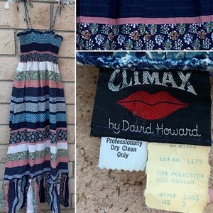 Vintage Climax By David Howard Dress Hippy Hippie Chic Boho Prairie Sz 7 - Picture 1 of 24