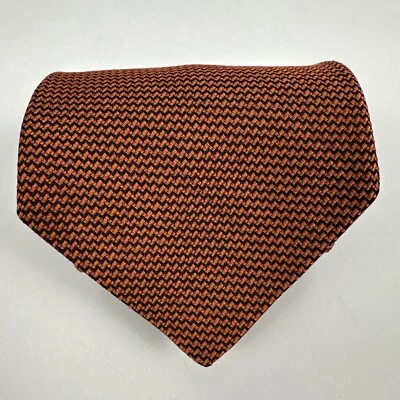 Ermenegildo Zegna Men's Silk Neck Tie Brown Zig Zag Stripe 59L 4W - Image 1 of 4