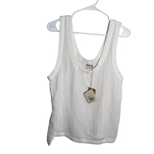 Faherty Tank Top Women's Medium Dream Cotton Scoop Organic White Gauze NWT - Picture 1 of 10