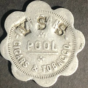 Scarso gettone commerciale "Lehman's Pool Cigar Tobacco YSS" alluminio G/F 24 mm c1925 - Foto 1 di 2