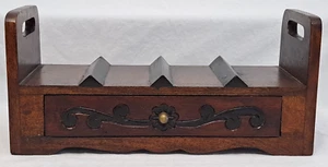 Vintage Wood Magazine Rack Portable Drawer Shelf Storage Flower Carved Farmhouse - Picture 1 of 15