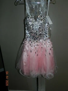 Clarisse Women's Short Beaded Prom Dress Halter Homecoming Dress - Picture 1 of 5