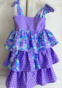 Custom Made Girl’s Purple Tiered Ruffle Sleeveless Dress Sz 7 - Picture 1 of 9