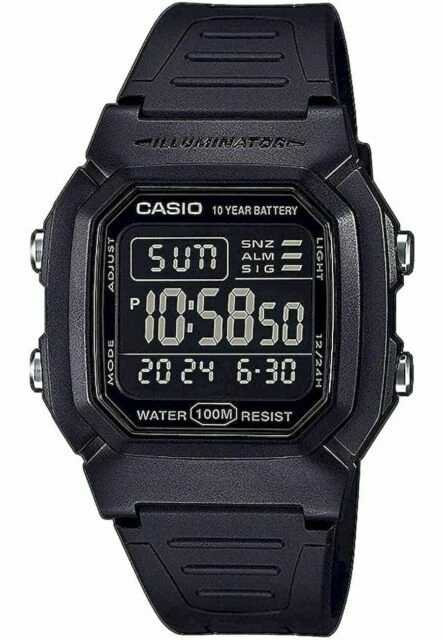 Casio Collection W-800H-1AVES 36 mm Schwarzes Kunstharz Gehäuse mit Schwarzem Kunstharz Armband Armbanduhr für Herren