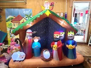 8ft Christmas Inflatable Nativity Scene Decoration Built-in LED Lights Gift Set - Picture 1 of 7