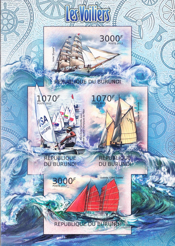 W BURUNDI 1061v SAILING IMPERFORATED SOUVENIR SHEET - Image 1 of 1