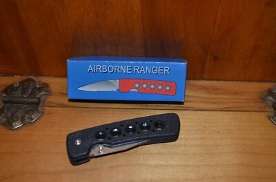 AIRBORNE RANGER WORKING KNIFE STAINLESS STEEL BLADE RUBBER COATED HANDLE - Image 1 of 2