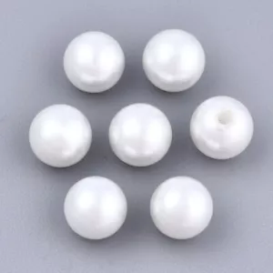 10 pcs – 6mm Half Drilled Glass Pearl Imitation Round Beads – White - 0.8mm Hole - Picture 1 of 1