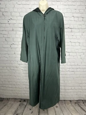 London Fog Green Fleece Lined Hooded Belted Trench Coat Women’s Size 6 Reg - Image 1 of 4