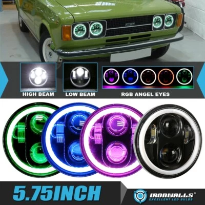 4Pcs 5.75" inch LED Headlights RGB Angel Eyes Hi-Lo Beam for 1969-1975 Fiat 124 - Image 1 of 4