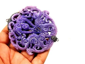 273 Cts. Natural Pink Jade Mughal Carving Gemstone Jewelry Pendent BD4 - Picture 1 of 4