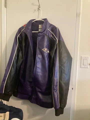 Baltimore Ravens purple polyvinyl licened nfl zip up   Jacket Men's adult XL Cover