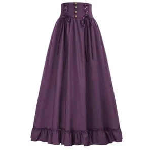 Scarlett Darkness Victorian Ruffled Bottom Prairie Gothic Purple Maxi Skirt Sz L - Picture 1 of 15