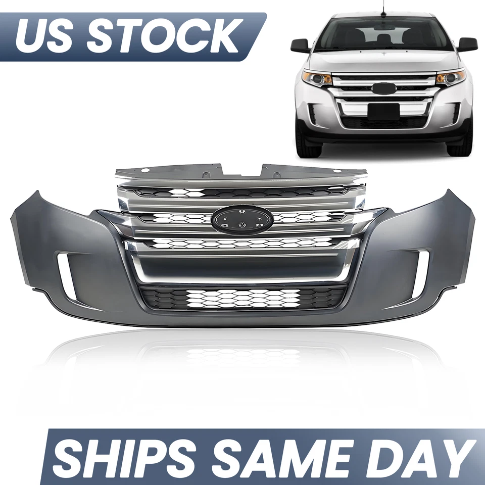 For 2011 2012 2013 2014 Ford Edge Front Bumper Cover Assembly Grille Kit Grill Foto 1 de 4