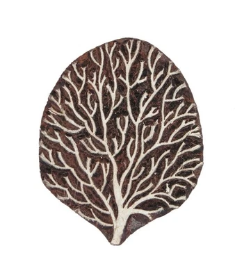 Seaweed Coral Seaside Stamp 5.1 x 6.4cm Indian Hand Carved Wooden Printing Block - Image 1 of 3