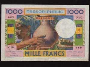 Djibouti/French Somaliland:P-28, 1000 Francs, 1952 * VF- * - Picture 1 of 2