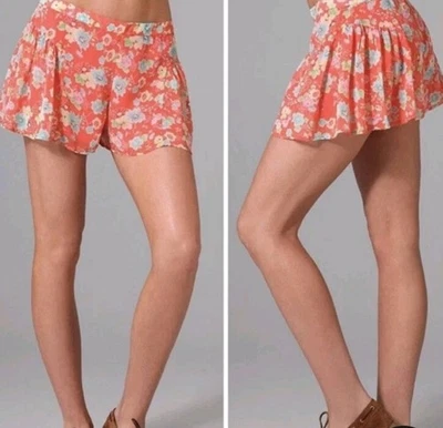 Free People Floral Boho Shorts Women’s 2 Coral Peach Flowy Festival Cottagecore - Image 1 of 4