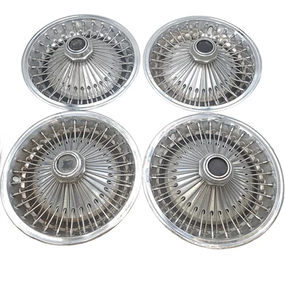 Tampas de cubo de roda de raio de fio Mopar 14" para 70-80 Chrysler Dodge & Plymouth (pacote com 4) - Imagem 1 de 4