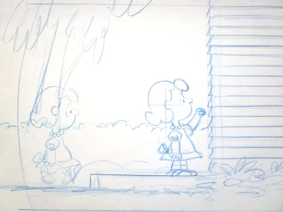 LUCY PEANUTS Charles Schulz ORIGINAL PRODUCTION cel DRAWING LAYOUT snoopy - Image 1 of 2