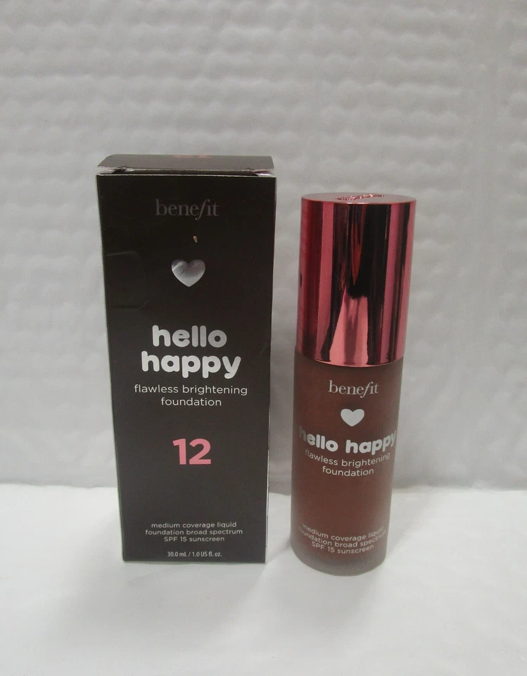 BENEFIT HELLO HAPPY FLAWLESS FOUNDATION SPF 15 ~ # 12 ~ 1.0 OZ BOXED SEE DETAILS - Image 1 of 1