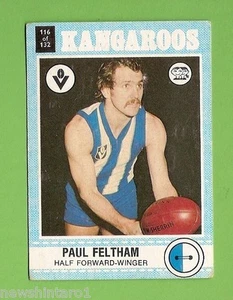 #D174. Tarjeta VFL SCANLENS 1977 #116 PAUL FELTHAM, canguros del norte de Melbourne - Imagen 1 de 1