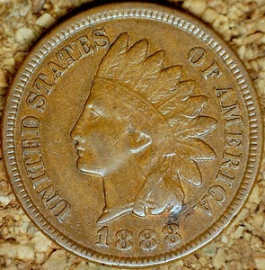1888 Indian Head Cent - HIGH GRADE VF+++, REVERSE CRACKS, POLIQUIN PLATE (M252) - Picture 1 of 8