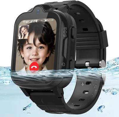 4G Smartwatch Kinder mit GPS und Telefon SOS - IP67 Wasserdicht Kinderuhr WiFi - Bild 1 von 4