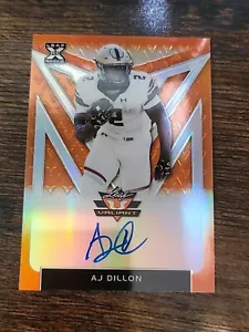 AJ DILLON Rookie 2020 Leaf Valiant rifrattore arancione RC/50 SP Packers - Foto 1 di 7