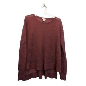 Sundance Women's Crewneck Sweater Mohair Blend Plum High Low Hem Size Large - Picture 1 of 5