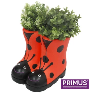 Primus Ladybird Boots Planter Frost Proof Polyresin 24cm Garden Planting  - Picture 1 of 1
