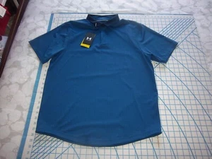 MENS LARGE DARK AQUA/SQUARES UNDER ARMOUR POLO SHIRT - NWT - Picture 1 of 3