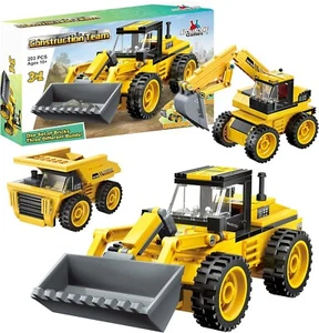 Construction Team Building Block Set - 203 Pieces - 3 Builds in 1 Box! - Picture 1 of 4