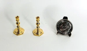 Dollhouse Miniature Accessories Candleholders Gold 3/4" Scale 1:12 Vintage - Picture 1 of 4