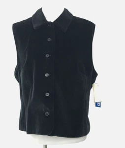 Vintage 90er Pendleton Damen Weste schwarz Baumwolle Velours Kragen XL - Bild 1 von 7