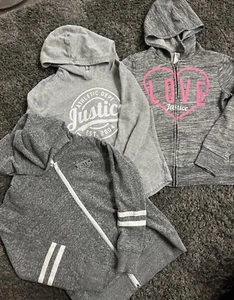 3- Justice Hoodies, Sweatshirts Girls Sz 8 - Picture 1 of 4