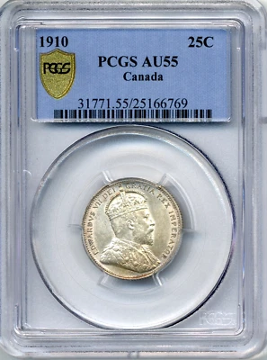 1910 Canada 25 Cents - Choice About Uncirculated, PCGS AU55 - Image 1 of 3