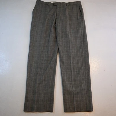 Pantalones de vestir recto Hart Schaffner Marx 36x32 gris a cuadros 100 % lana franela para hombre Foto 1 de 4