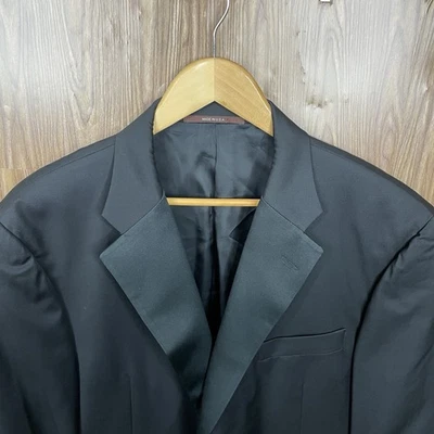 Hickey Freeman Tuxedo Suit Jacket Mens 48R Black Solid 100% Wool USA Made - Image 1 of 4