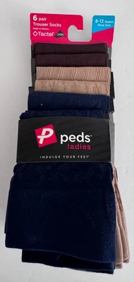 Peds Women’s Trouser Socks 6 Pairs Black Navy Brown sz 8-12 Queen - Image 1 of 2