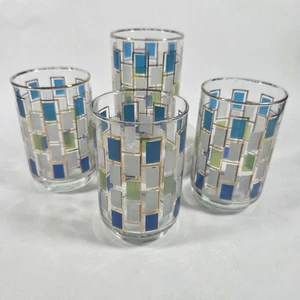 MCM Libbey Nordic Blue Green Barware Highball Tumbler Glasses 5.5" Lot Of 4 - Picture 1 of 10