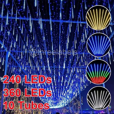 240 LED Meteor Shower Lights Fairy String Light Falling Rain Tree Xmas Decor USA - Image 1 of 4