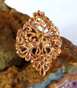 Anillo de cóctel filigrana de plata esterlina chapado en oro rosa PAJ Vermeil talla 7 - Imagen 1 de 8