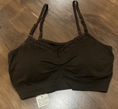 Coobie 蕾丝迷彩 T 恤文胸 9042 Bralette 棕色可调肩带全新带标签均码 — 第 1/3 张图片