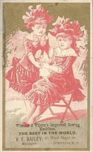 VICTORIAN TRADE CARD-WHEELER & WILSON SEWING MACHINES, V.E. BAILEY, BUFFALO, NY - Picture 1 of 1