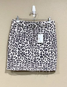 Neu mit Etikett Good American kurzer Minirock rohe Kante Tiermotiv Größe 10 Leopard - Bild 1 von 10