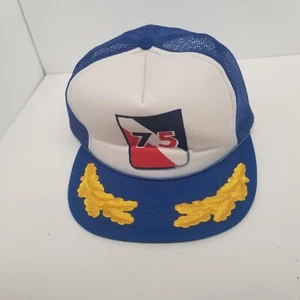 Vintage "75" Logo Snapback Trucker Hat, Scrambled Eggs Bill, Toppers Brand - Picture 1 of 7