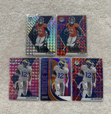 2020-21 Panini Mosaic Football Rookie Card Lot (x5) - Van Jefferson , KJ Hamler - Image 1 of 2