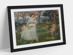 JOHN WILLIAM WATERHOUSE, A SONG OF SPRING -FRAMED WALL ART POSTER PRINT 4 SIZES - Picture 1 of 10