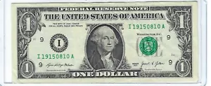 Fancy $1 One Dollar Bill Serial # Birthday Note I19150810A 08-10-1915 10-08-1915 - Picture 1 of 2